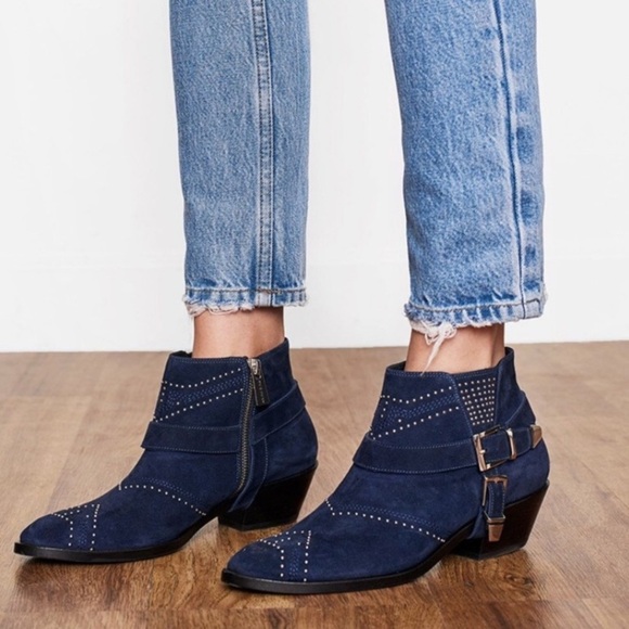 Anine Bing Bianca Studded Suede Ankle Boots in Red - Picture 2 of 10